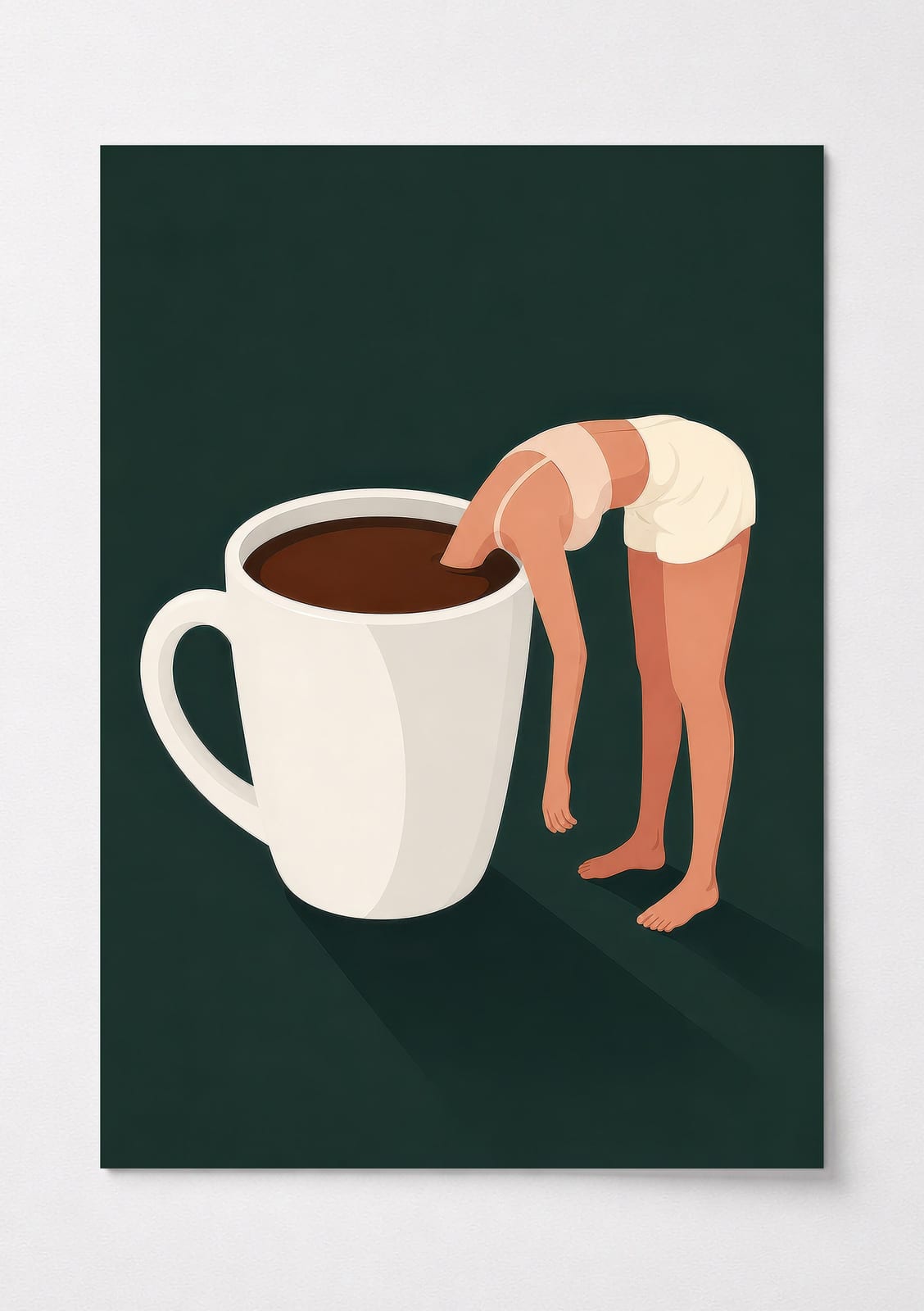 Kopfsprung in den Kaffee, Poster, Wandbild Küche