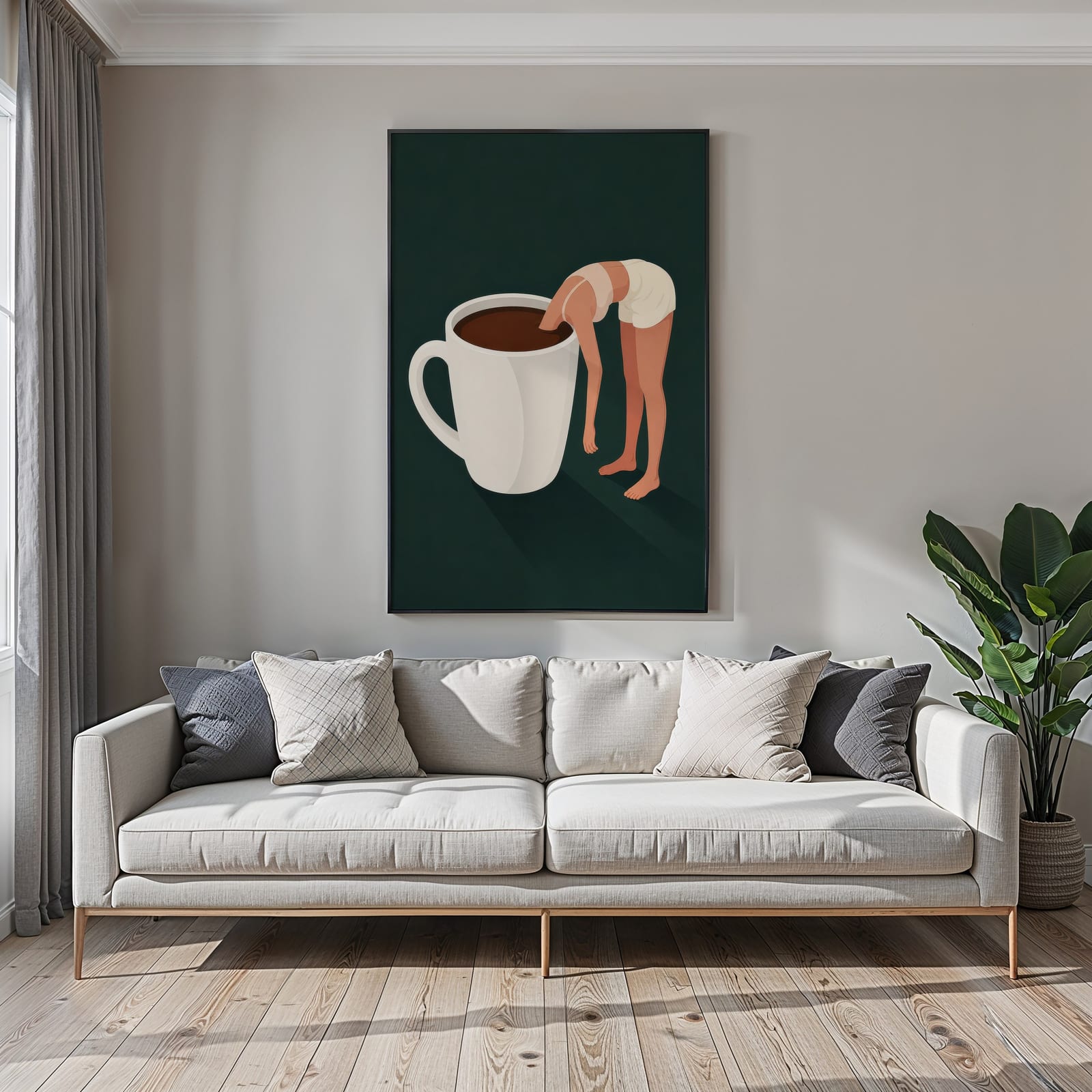 Woman in Coffee Cup Print