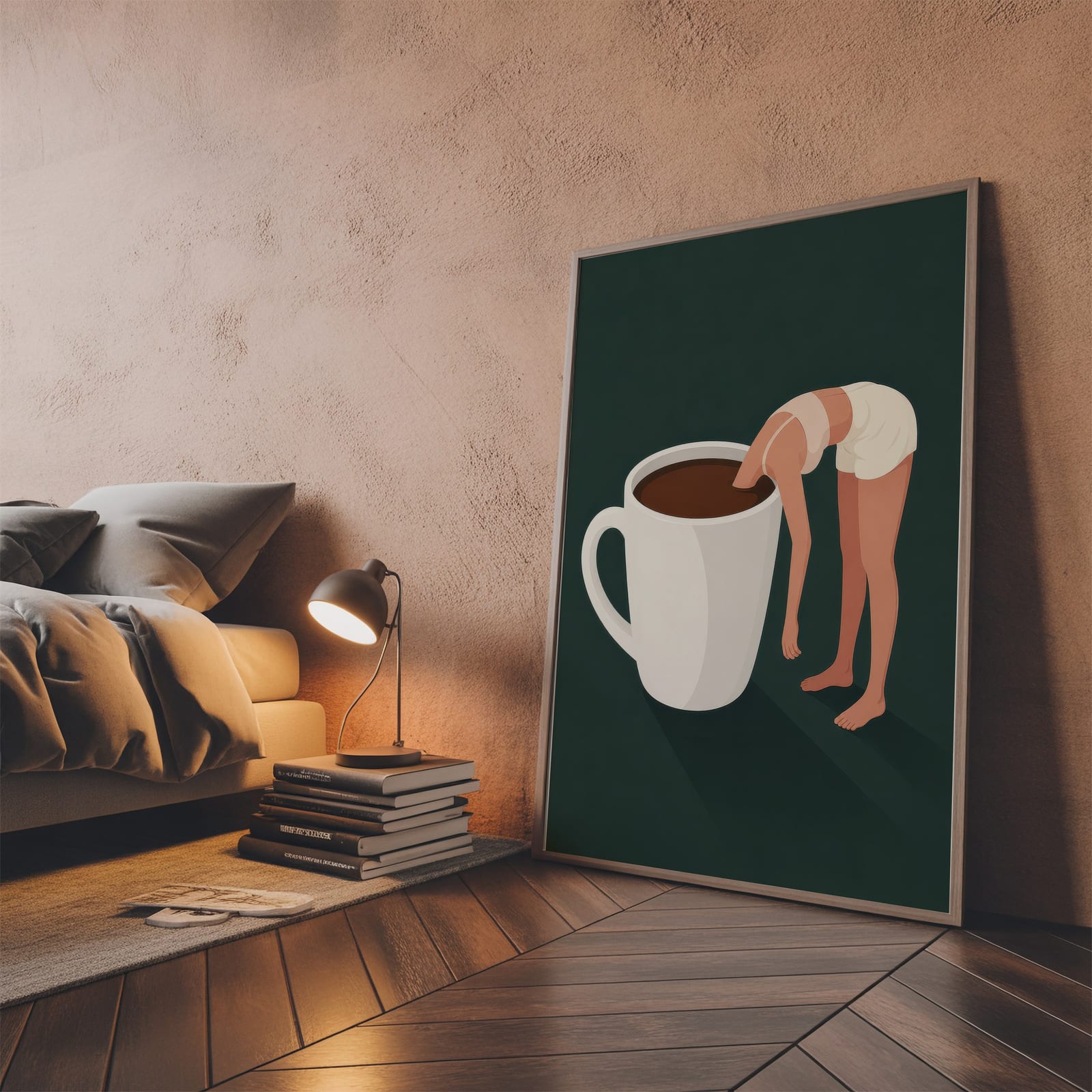 Woman in Coffee Cup Print