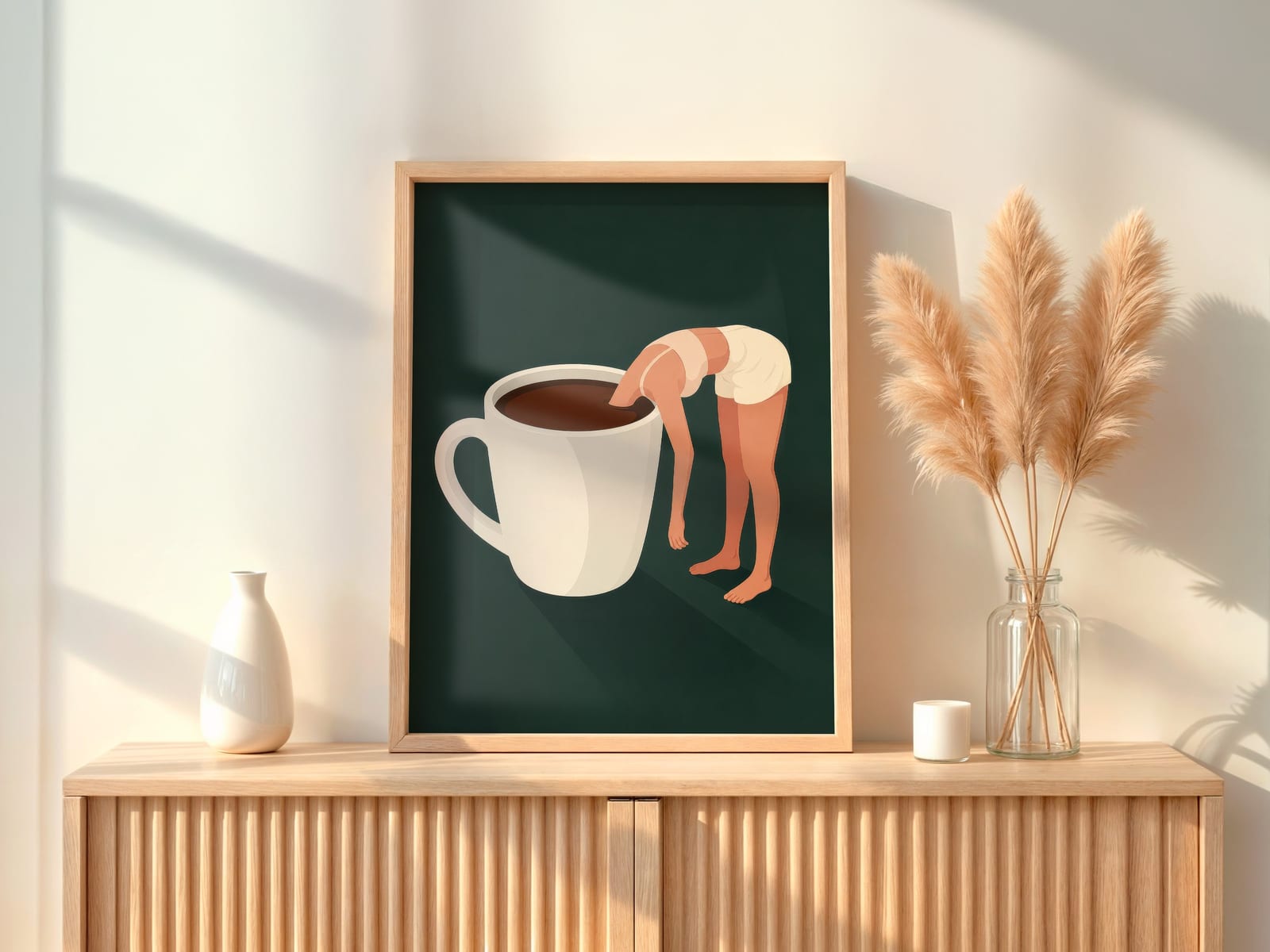 Woman in Coffee Cup Print