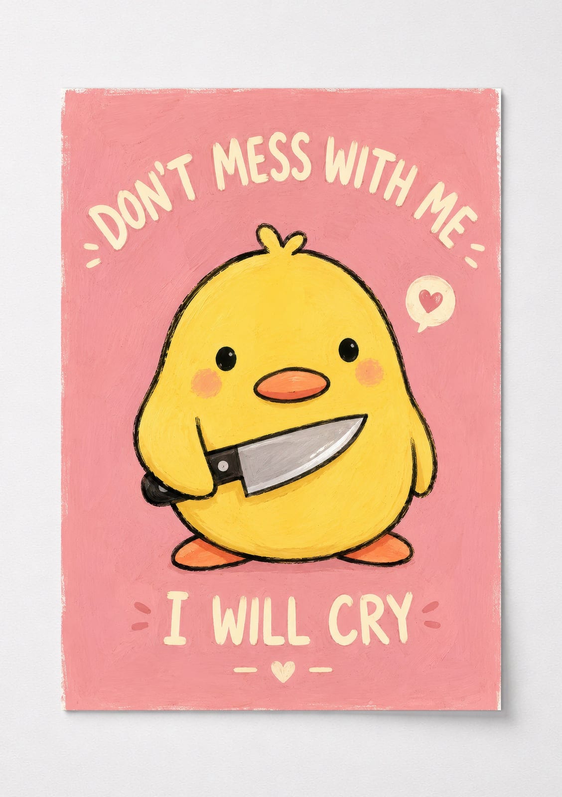 Lámina Meme Pollito Rosa