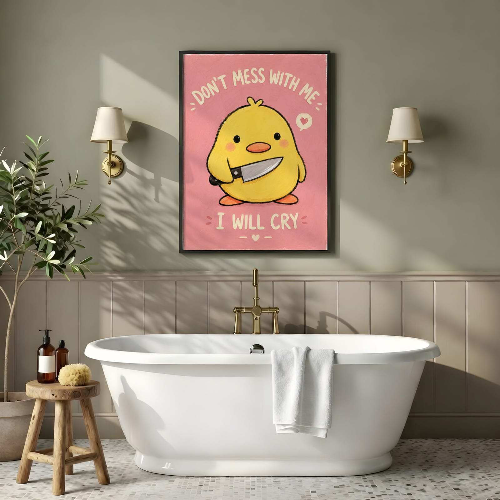 Lámina Meme Pollito Rosa