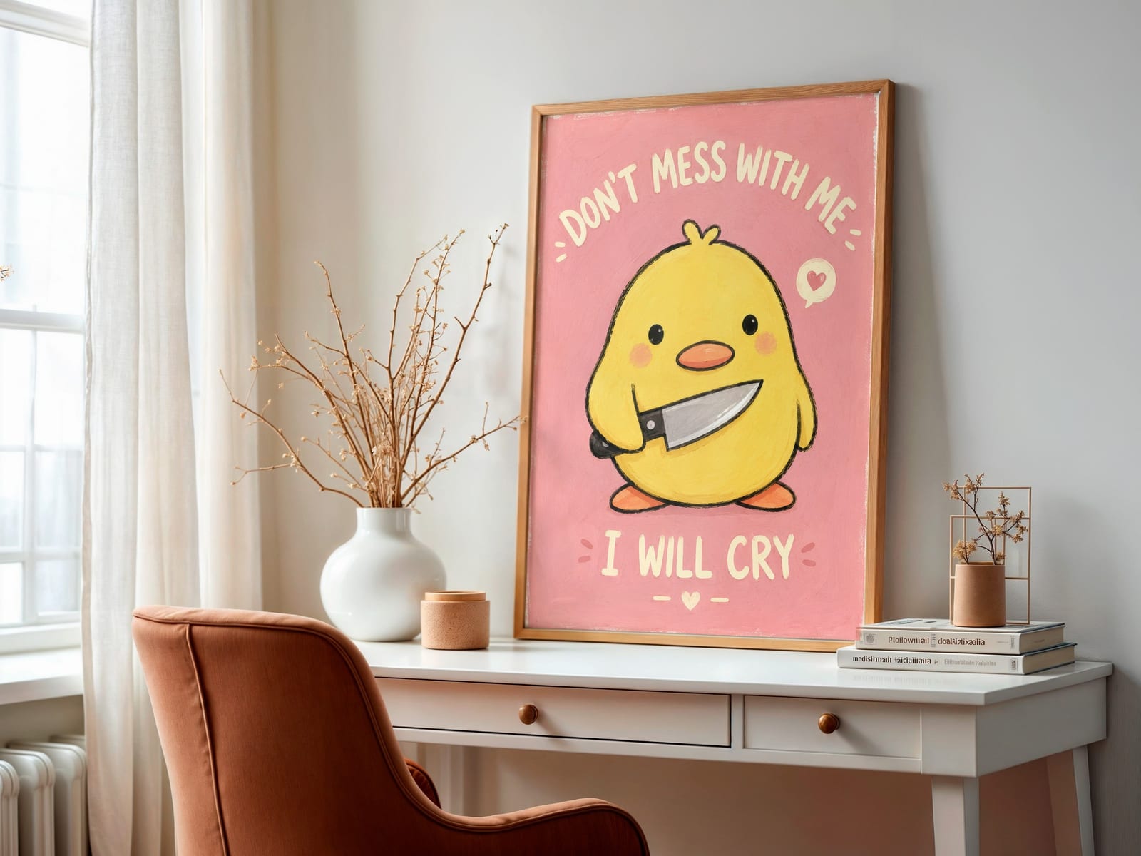 Lámina Meme Pollito Rosa