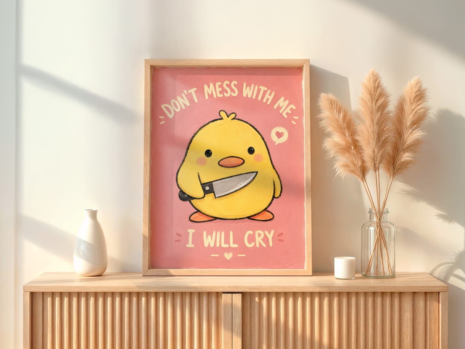 Lámina Meme Pollito Rosa