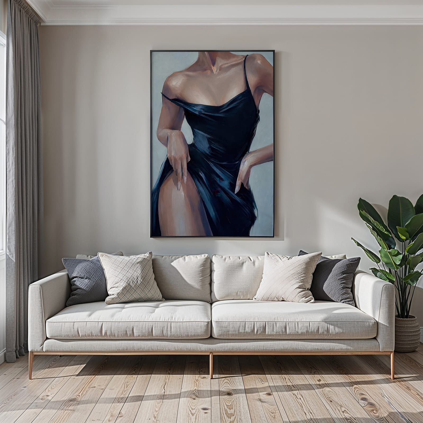 Schwarzes Seidenkleid, Fashion-Poster, Wandbild Schlafzimmer