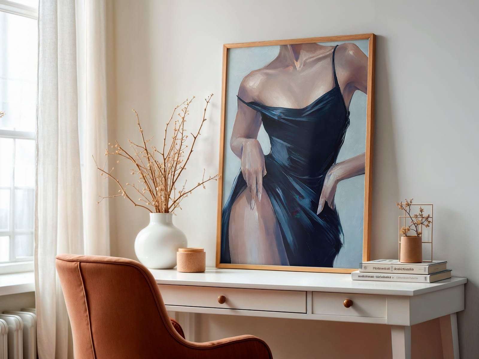 Schwarzes Seidenkleid, Fashion-Poster, Wandbild Schlafzimmer