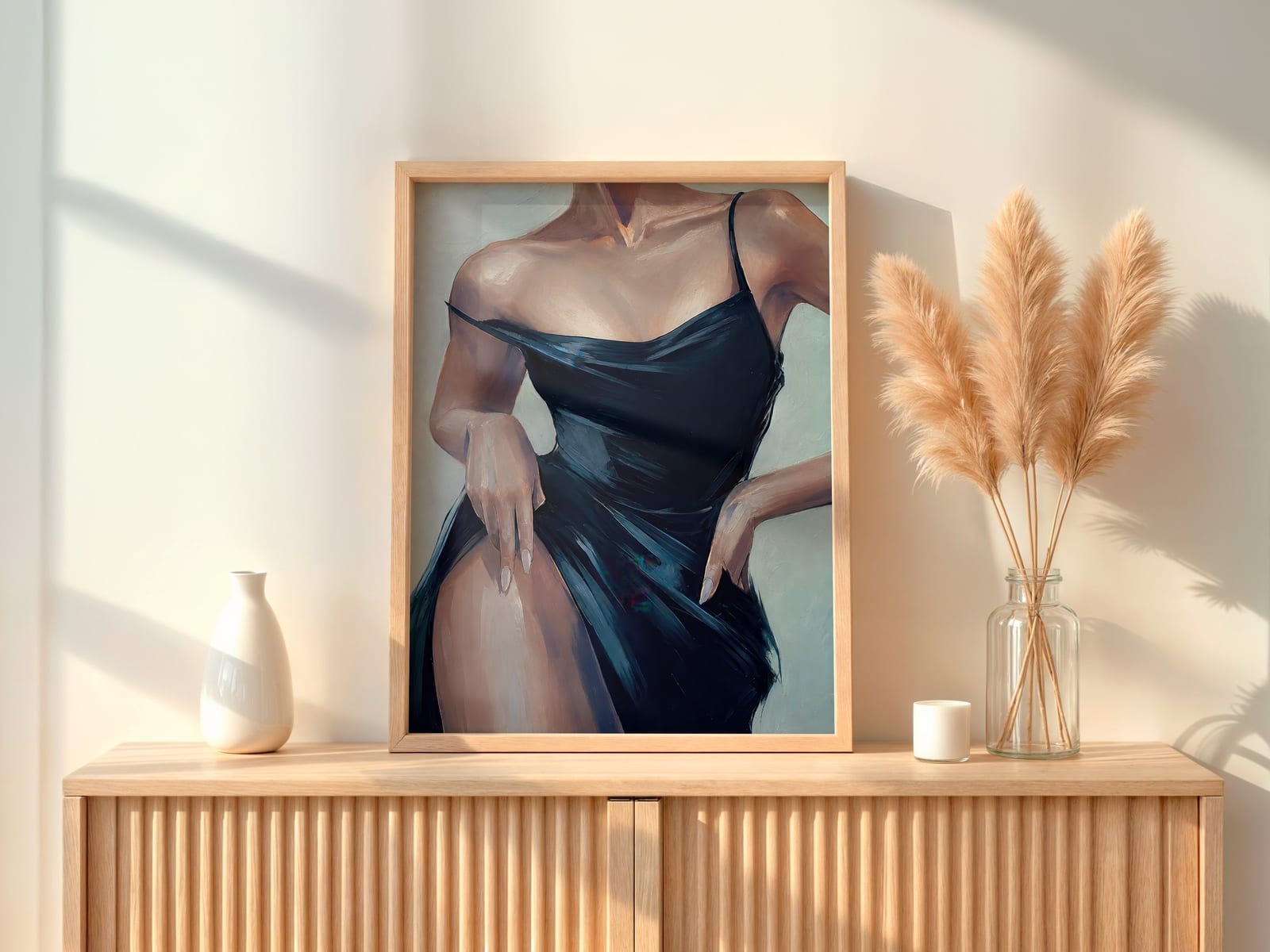 Schwarzes Seidenkleid, Fashion-Poster, Wandbild Schlafzimmer
