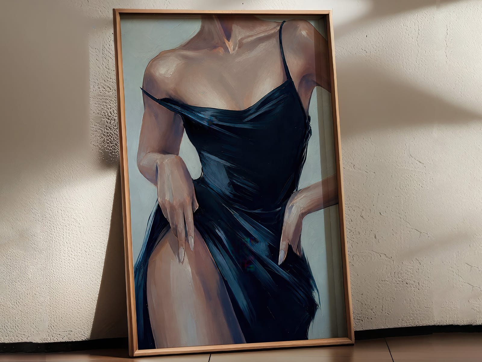 Schwarzes Seidenkleid, Fashion-Poster, Wandbild Schlafzimmer