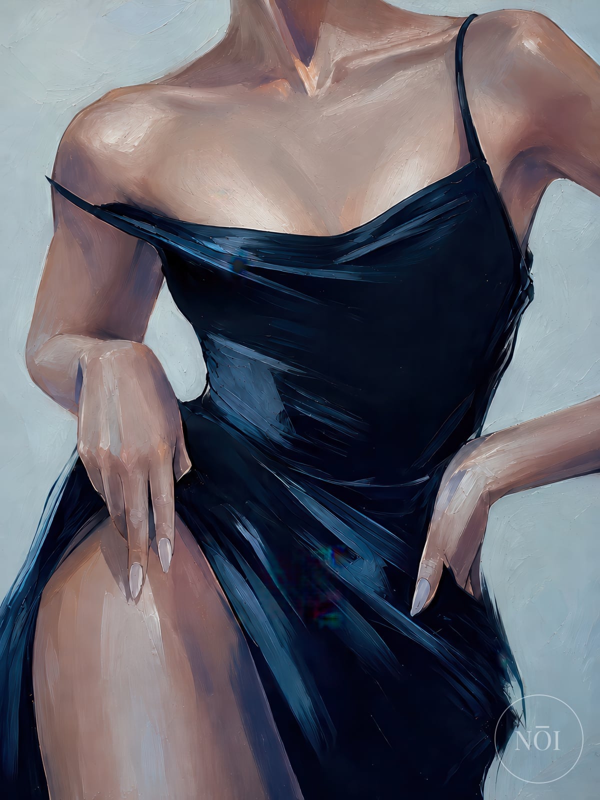 Schwarzes Seidenkleid, Fashion-Poster, Wandbild Schlafzimmer — Poster (ungerahmt)