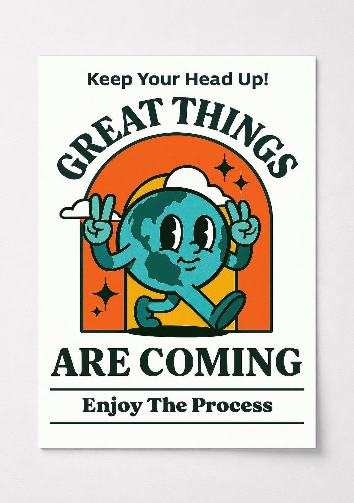 Retro Earth Cartoon Poster – Motiverende Kontordekoration