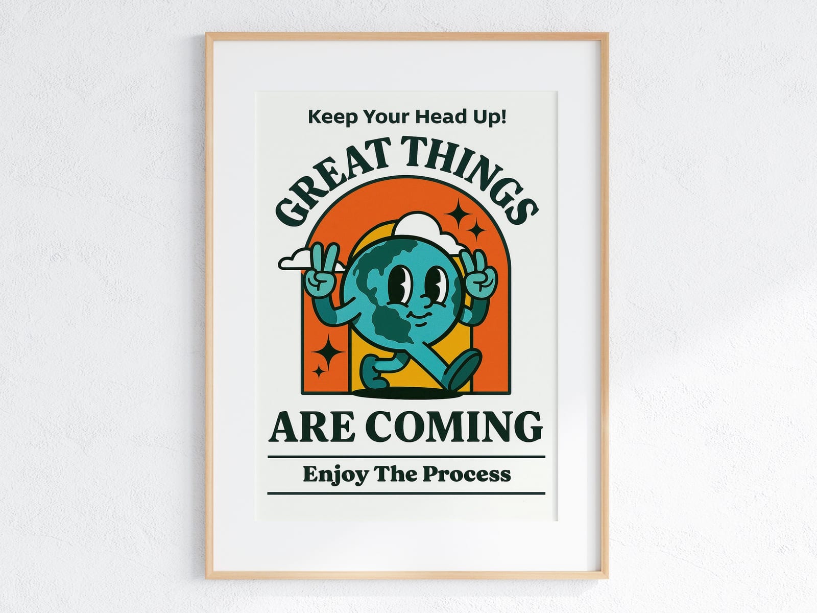 Poster Terre Cartoon Rétro – Déco de Bureau Motivante