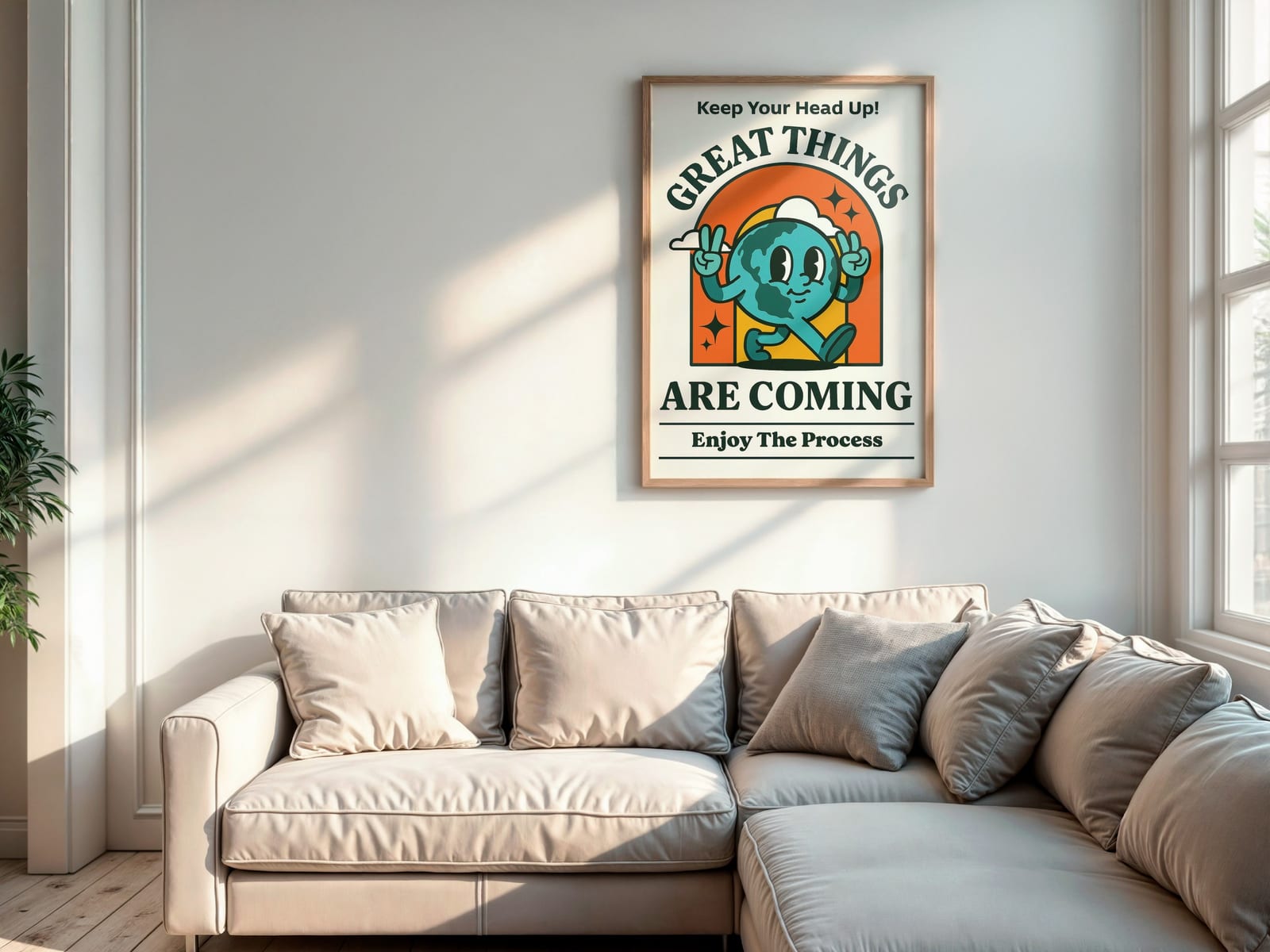 Poster Terre Cartoon Rétro – Déco de Bureau Motivante