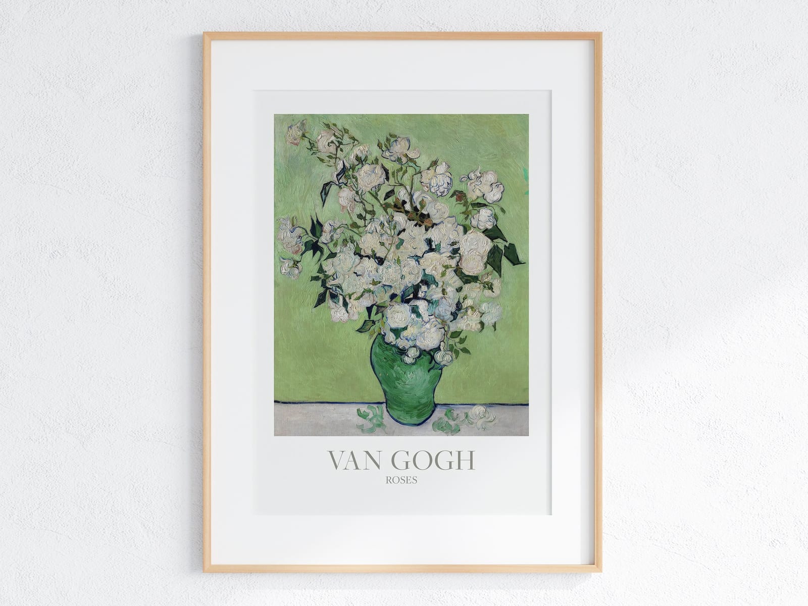 Van Goghs Rosen, Blumen-Kunstdruck, Wandbild Wohnzimmer