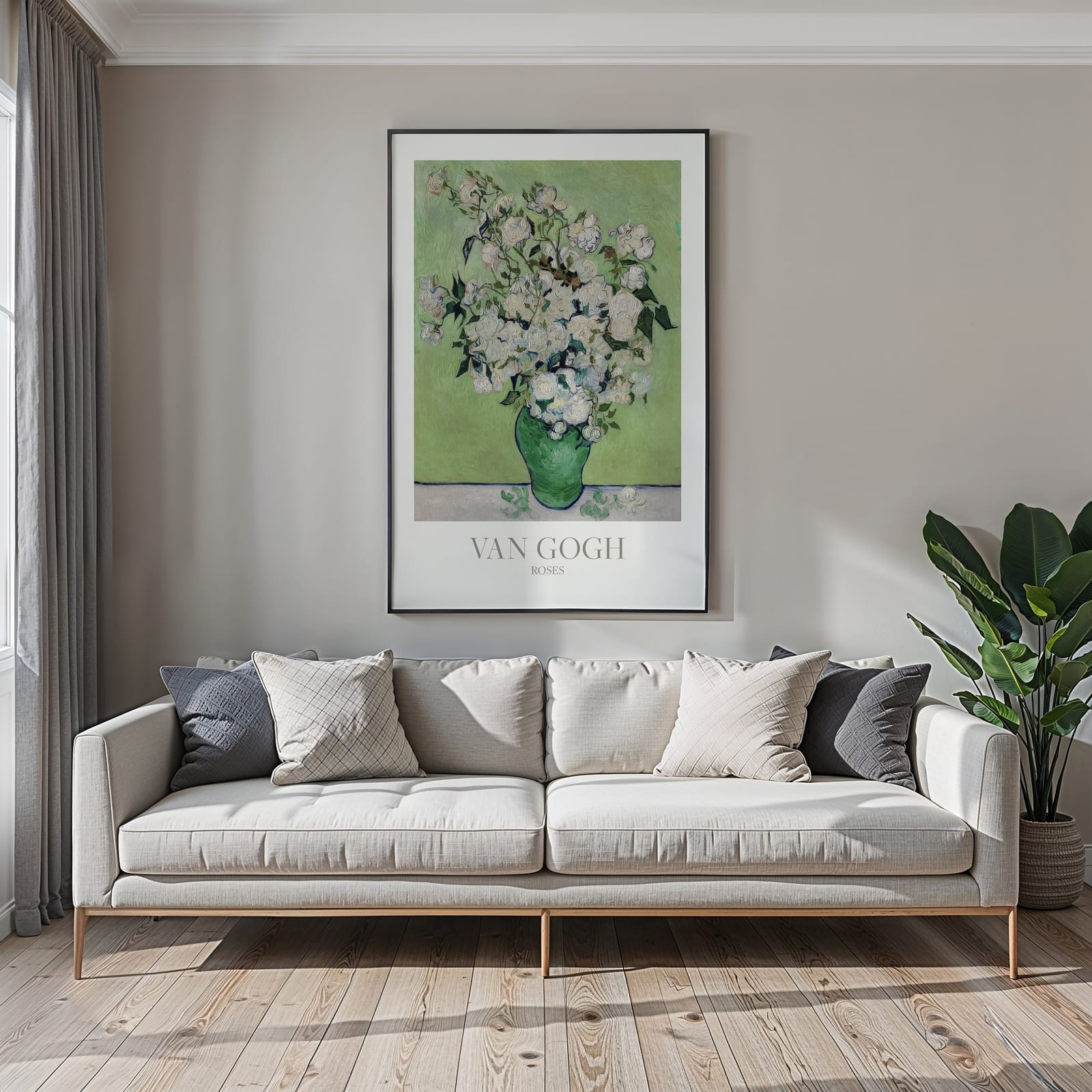 Van Goghs Rosen, Blumen-Kunstdruck, Wandbild Wohnzimmer