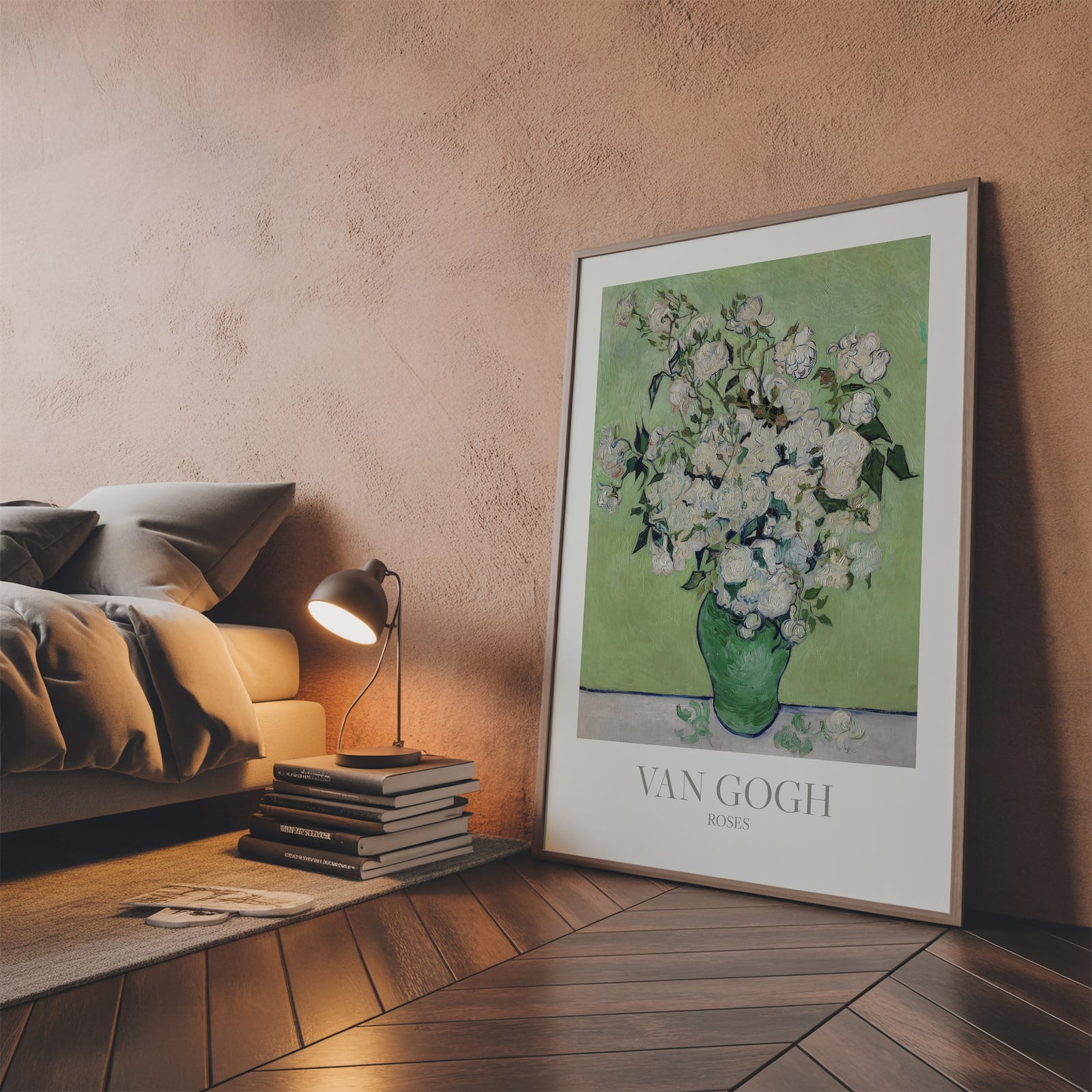 Van Goghs Rosen, Blumen-Kunstdruck, Wandbild Wohnzimmer