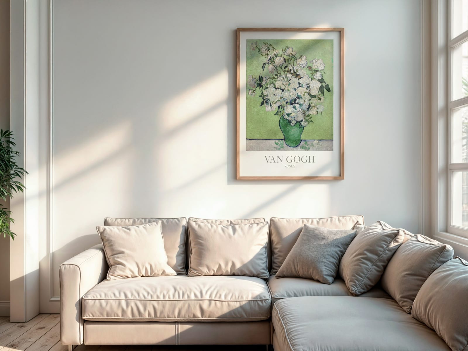 Van Goghs Rosen, Blumen-Kunstdruck, Wandbild Wohnzimmer