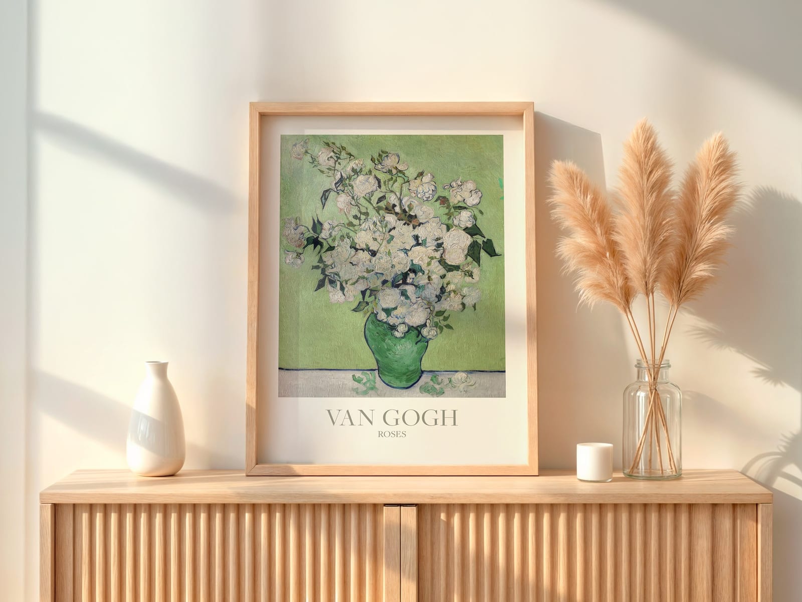 Van Goghs Rosen, Blumen-Kunstdruck, Wandbild Wohnzimmer