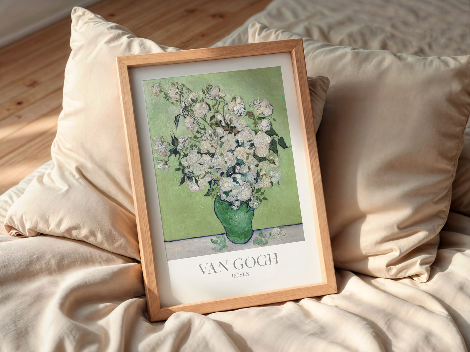 Van Goghs Rosen, Blumen-Kunstdruck, Wandbild Wohnzimmer