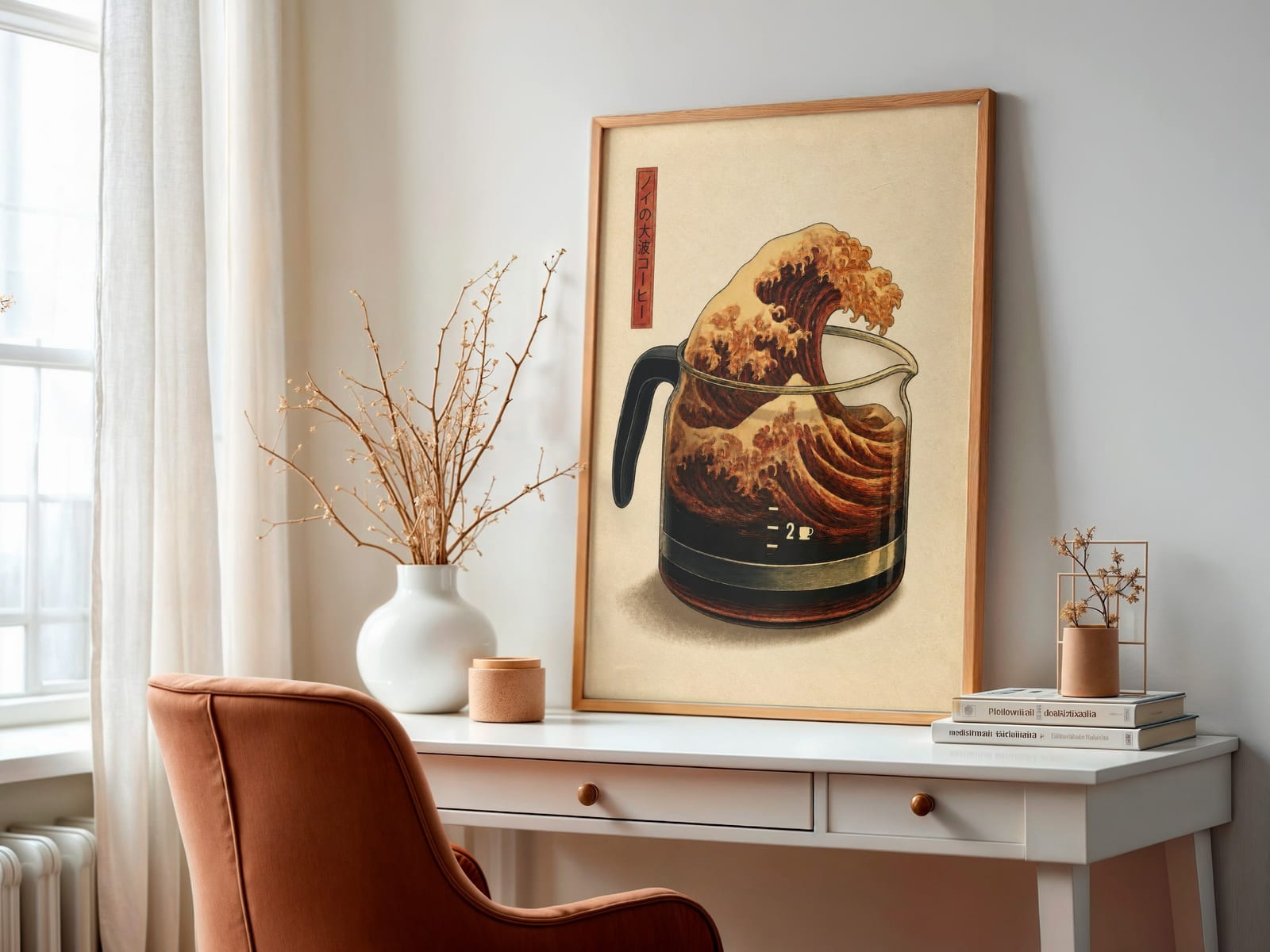 Stampa Retro Coffee Wave – Poster Cucina Japandi