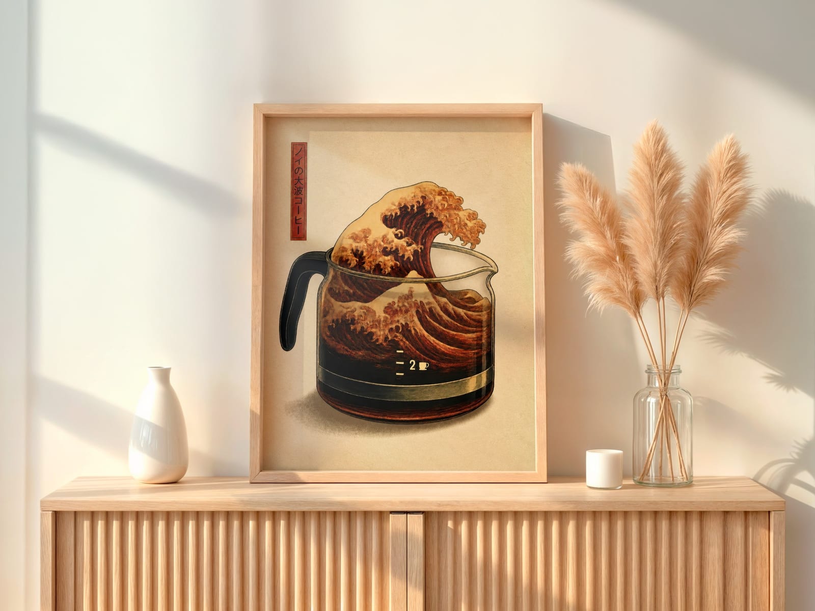 Stampa Retro Coffee Wave – Poster Cucina Japandi