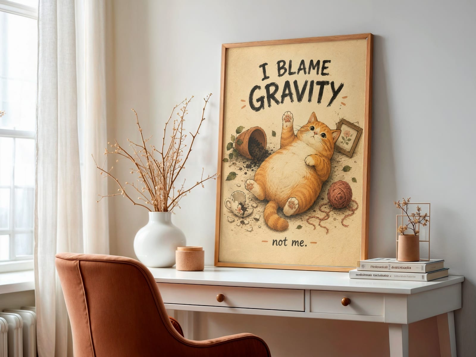 Kater und die Schwerkraft, Katzen-Poster, Wandbild Badezimmer