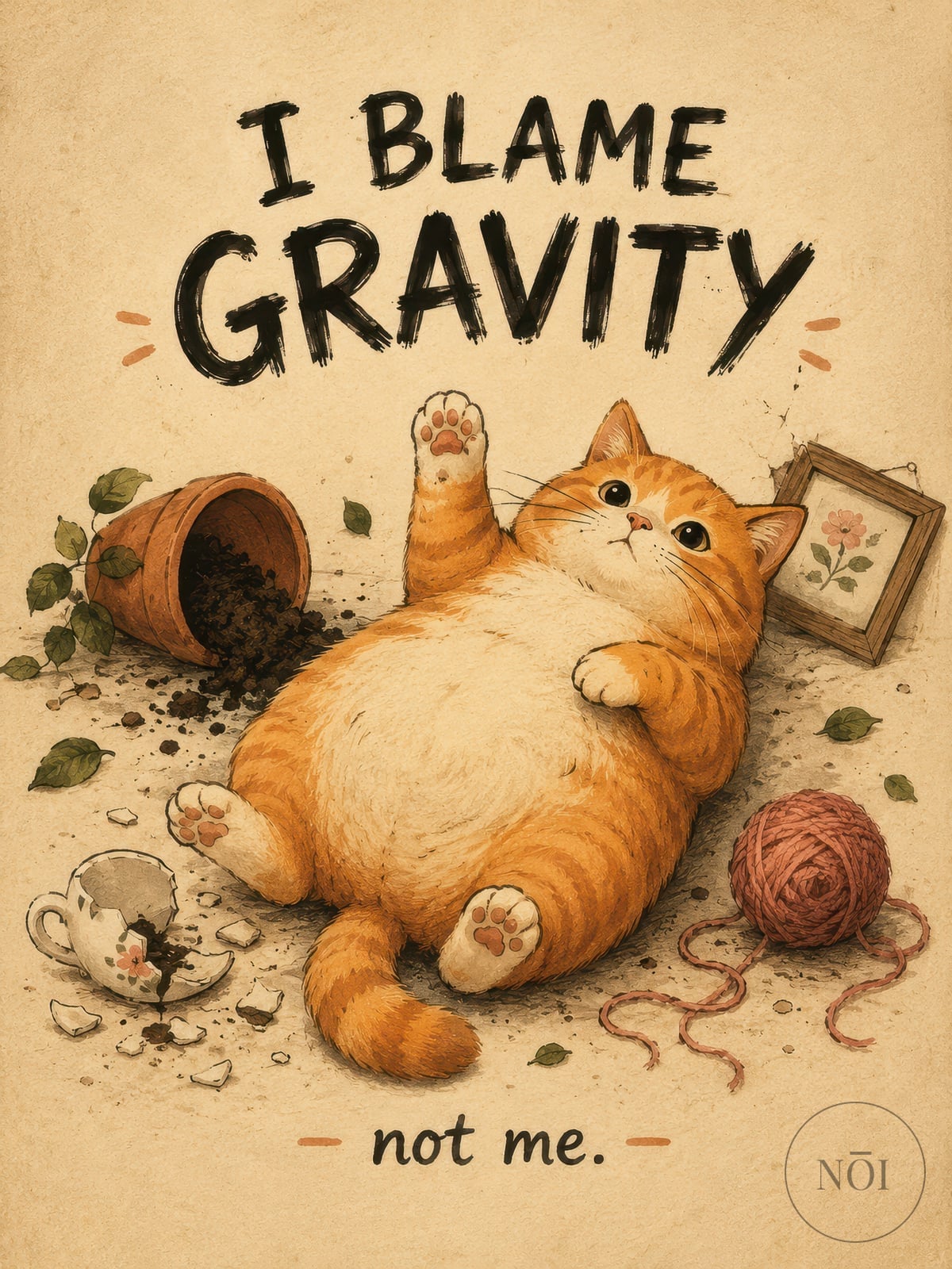 Kater und die Schwerkraft, Katzen-Poster, Wandbild Badezimmer — Poster (ungerahmt)