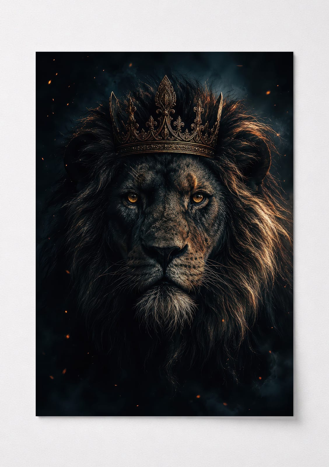 Regal Black Lion Golden Crown Print