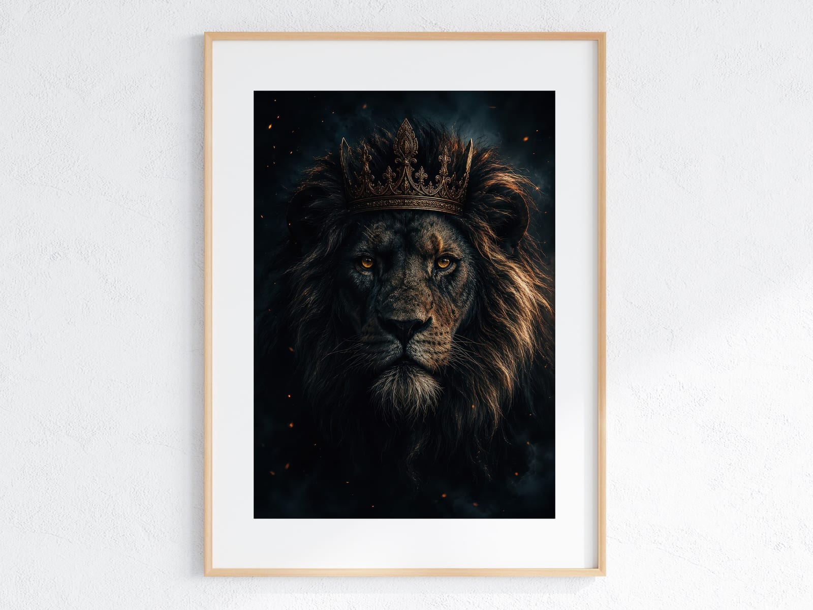 Regal Black Lion Golden Crown Print