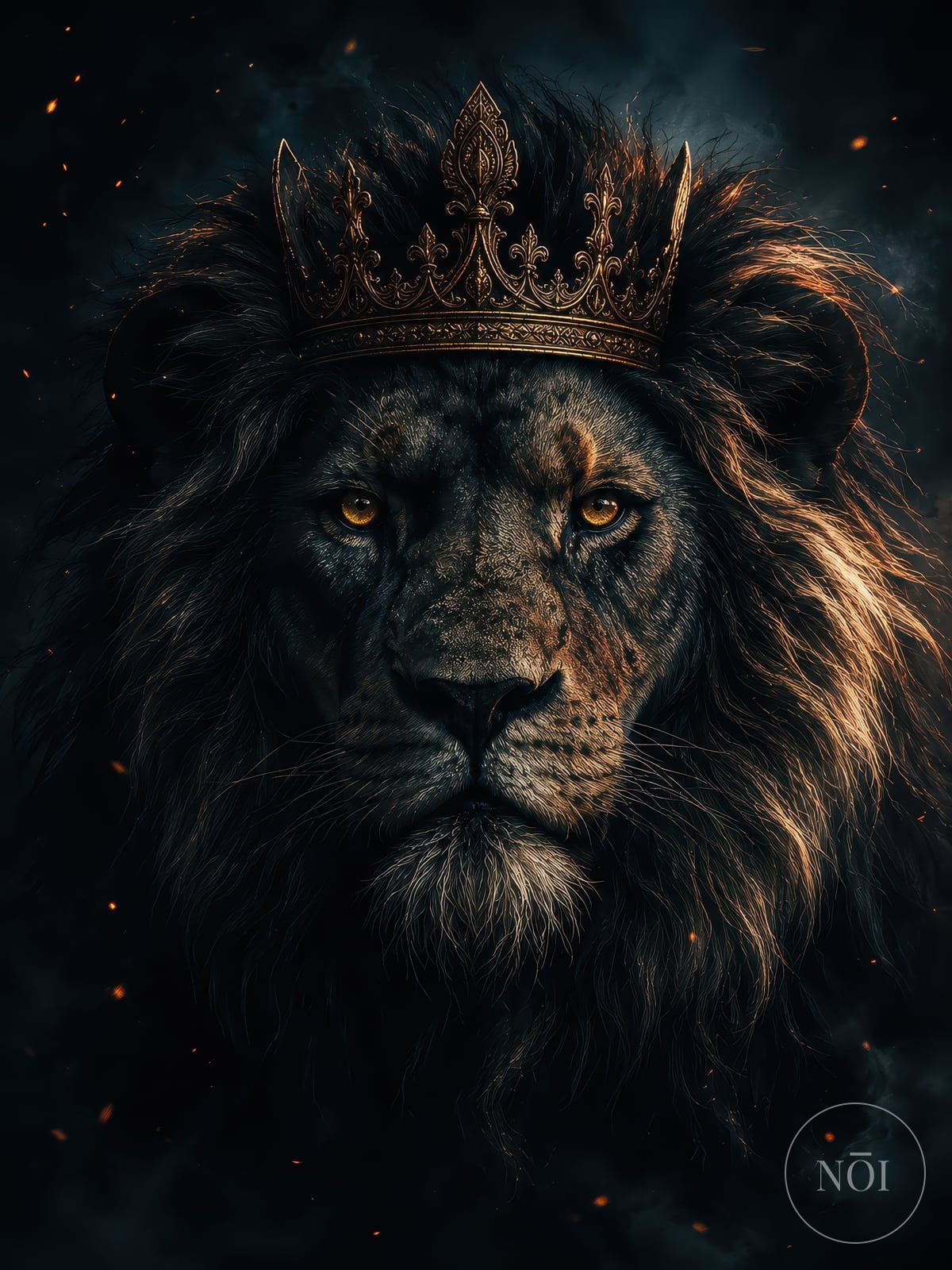 Regal Black Lion Golden Crown Print — Poster (ungerahmt)