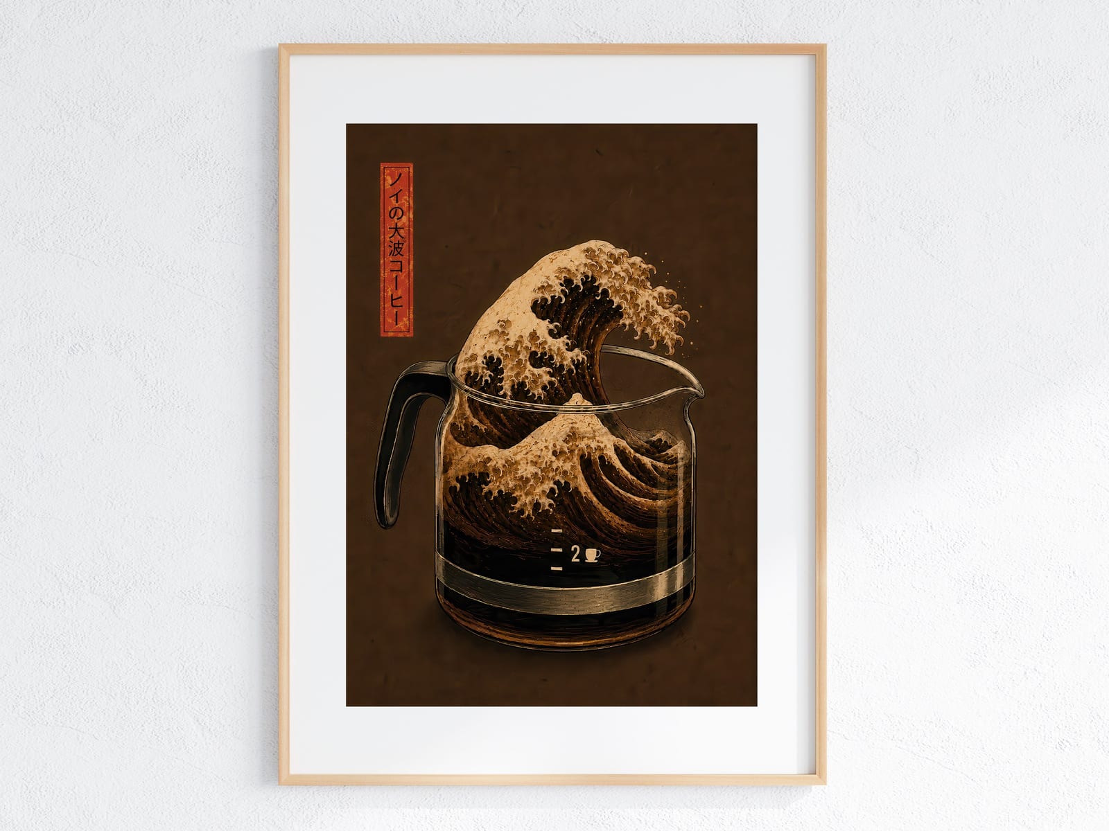 Japansk Bølge Kaffe Print