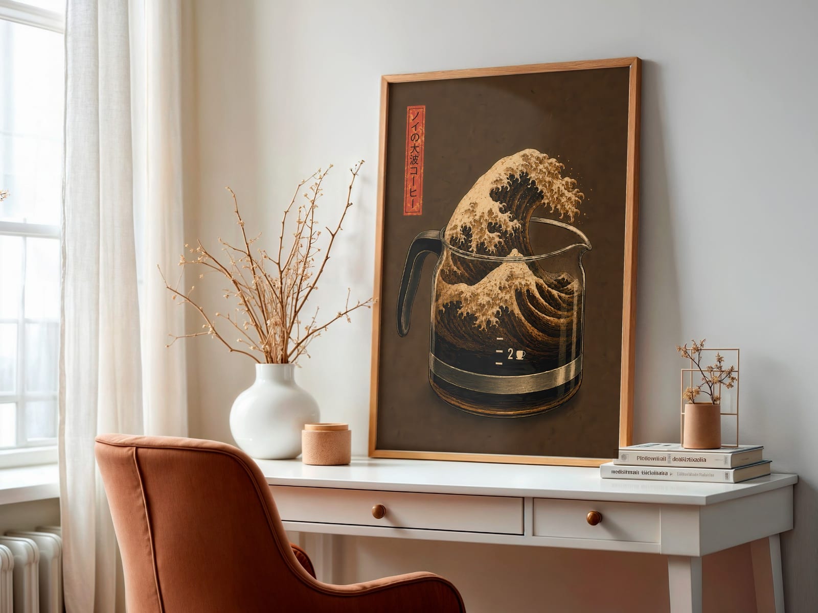 Japansk Bølge Kaffe Print