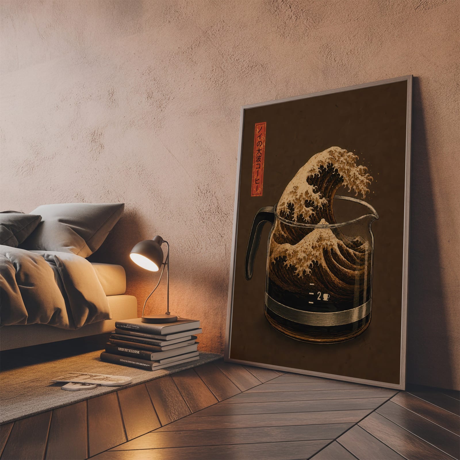 Japansk Bølge Kaffe Print