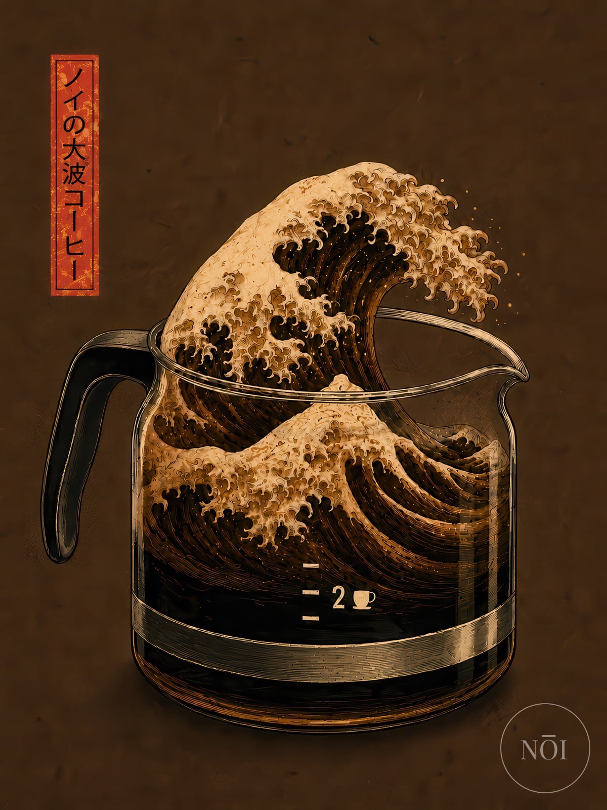 Japansk Bølge Kaffe Print — Poster (ungerahmt)