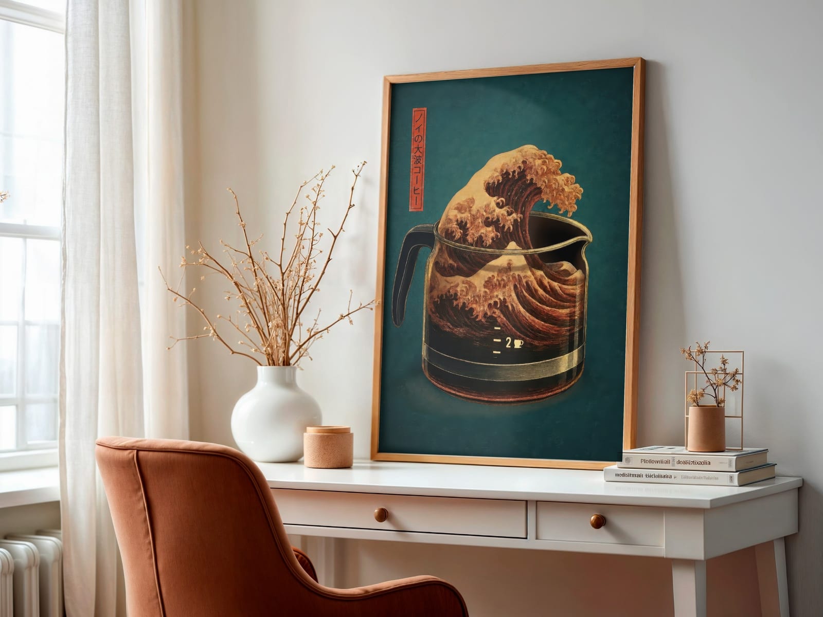 Poster Caffè Verde Menta – Onda di Hokusai, Arte Giapponese
