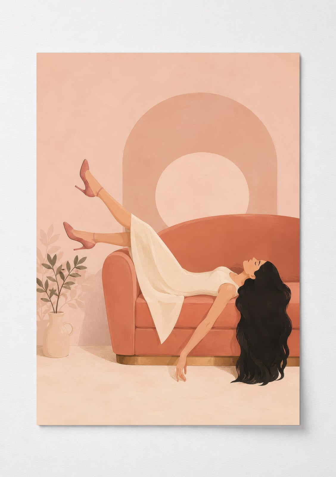 Retro Woman Line Art Print