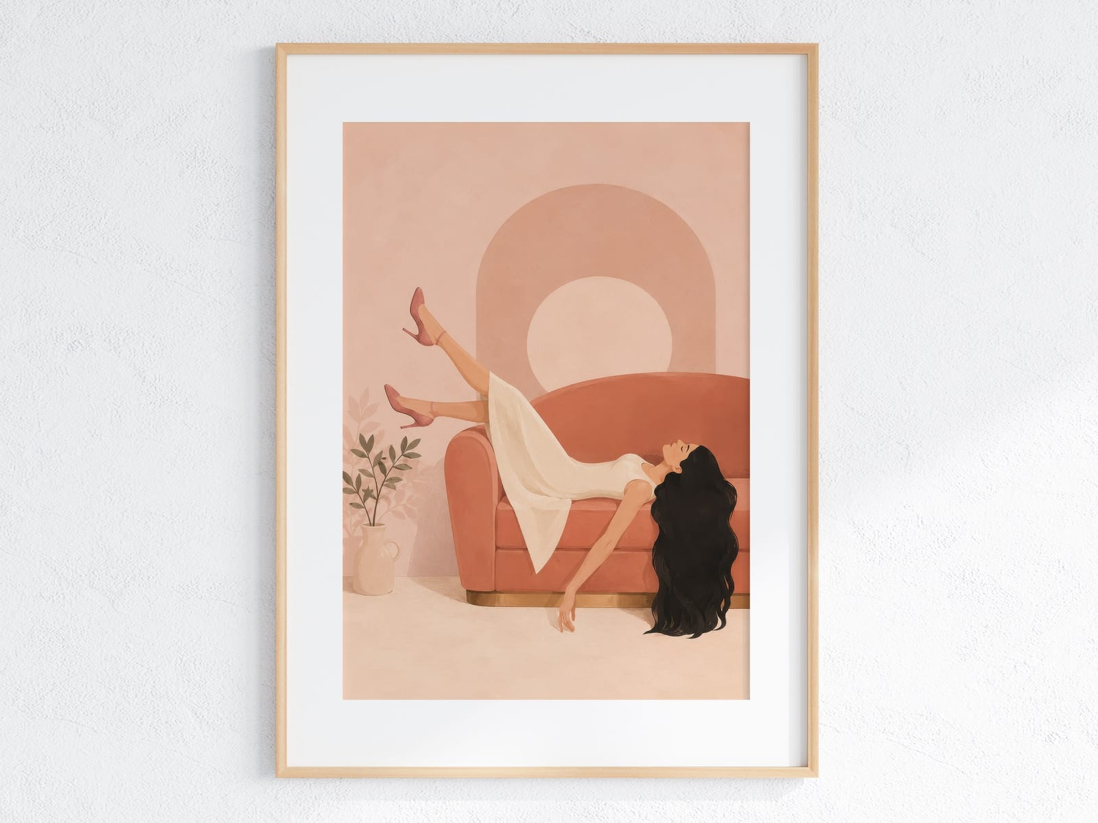 Retro Woman Line Art Print