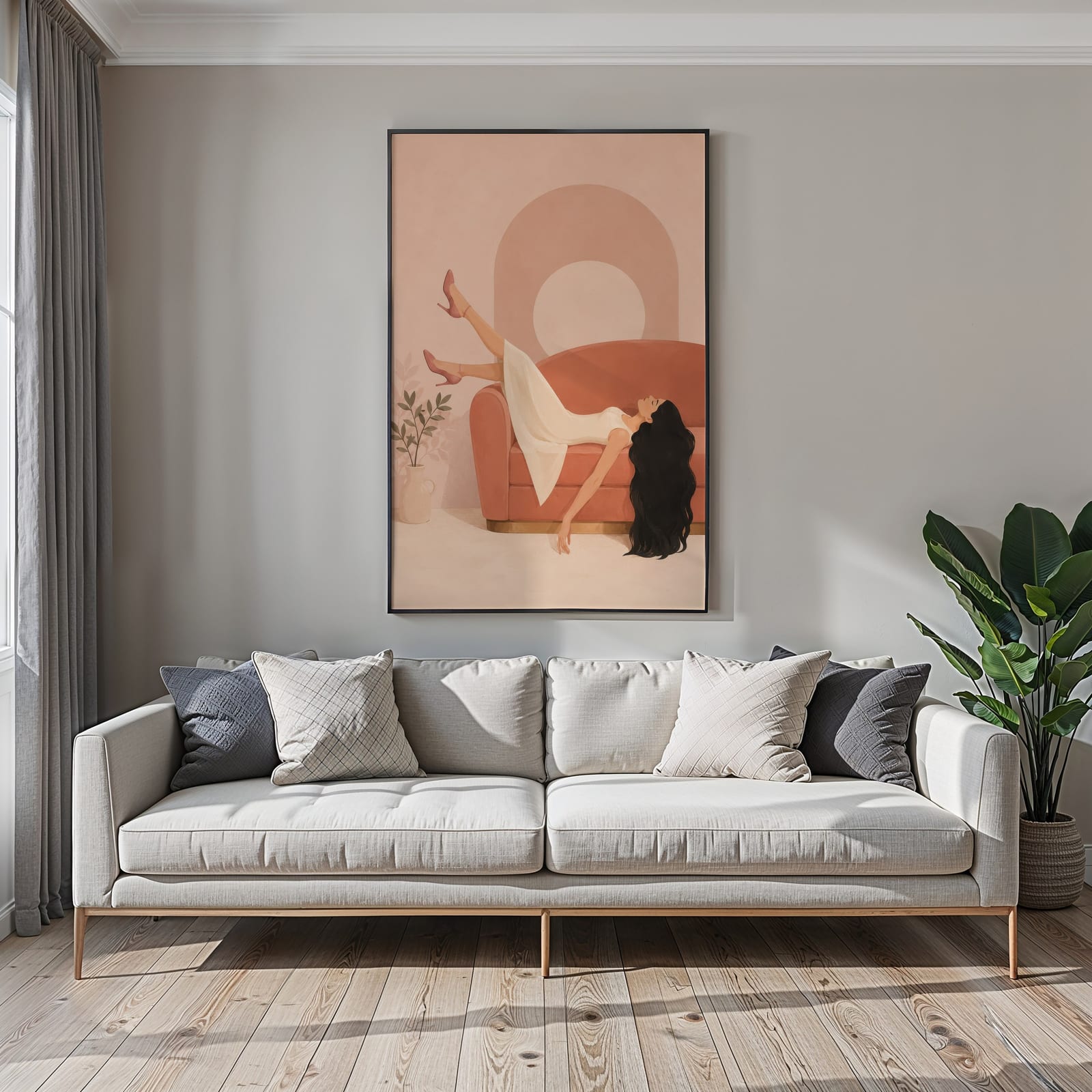 Retro Woman Line Art Print