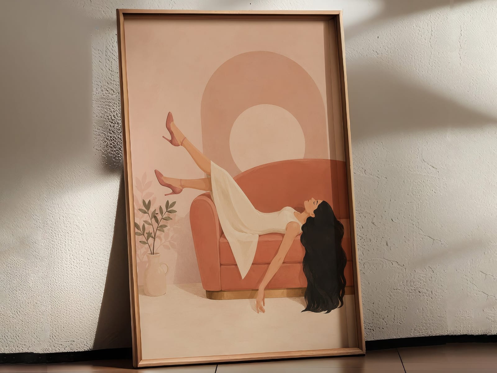 Retro Woman Line Art Print