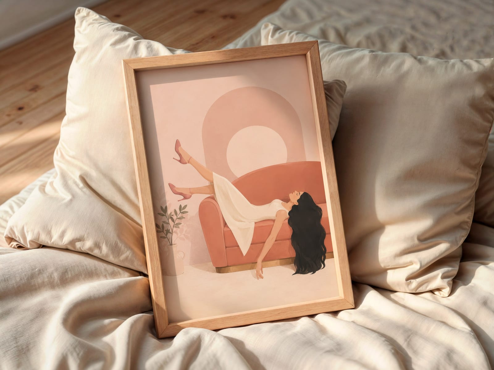Retro Woman Line Art Print