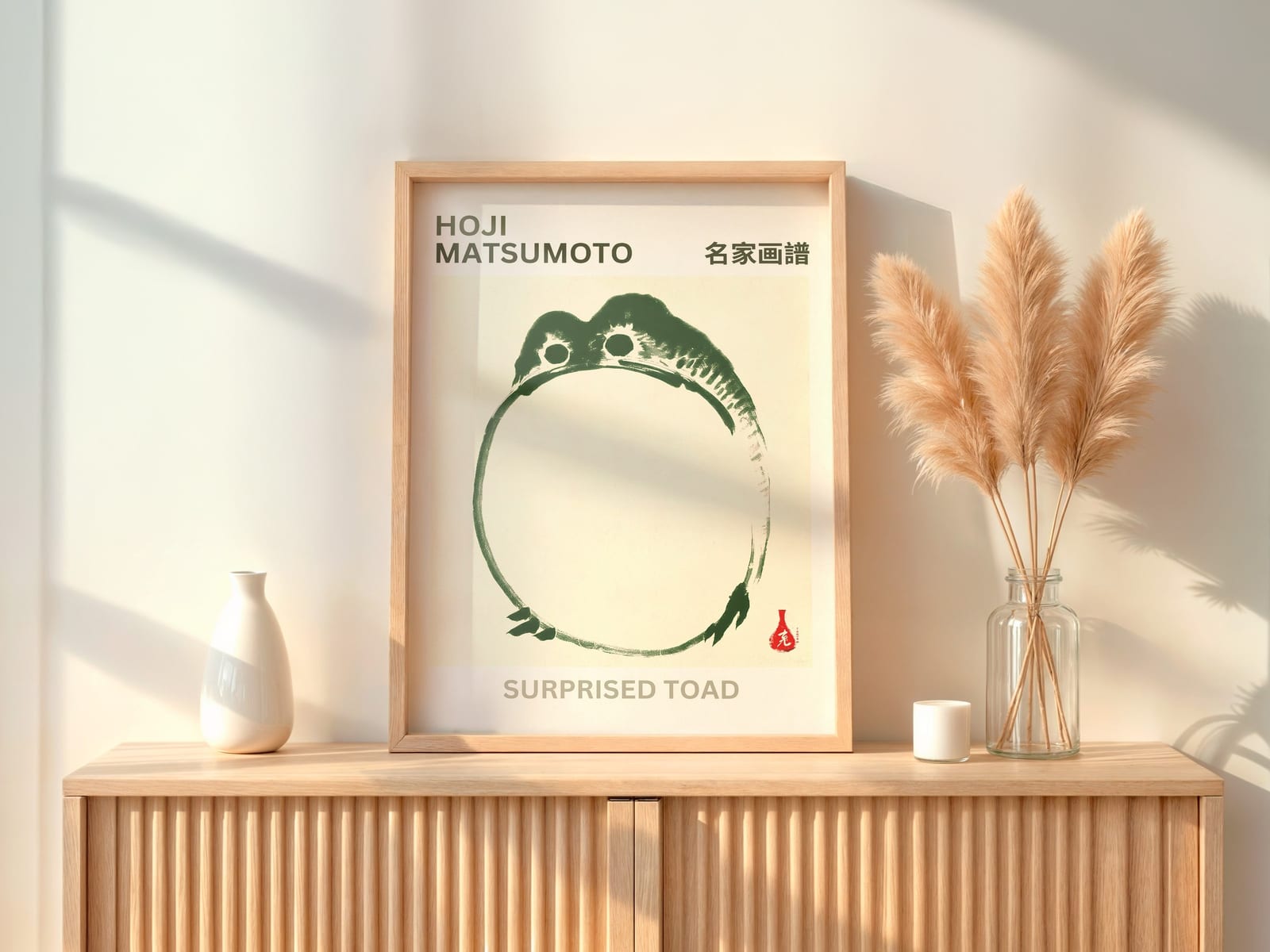 Tranh Cóc Ngạc Nhiên, Tranh Tường Zen Ếch Nhật Bản, Trang Trí Động Vật Tối Giản