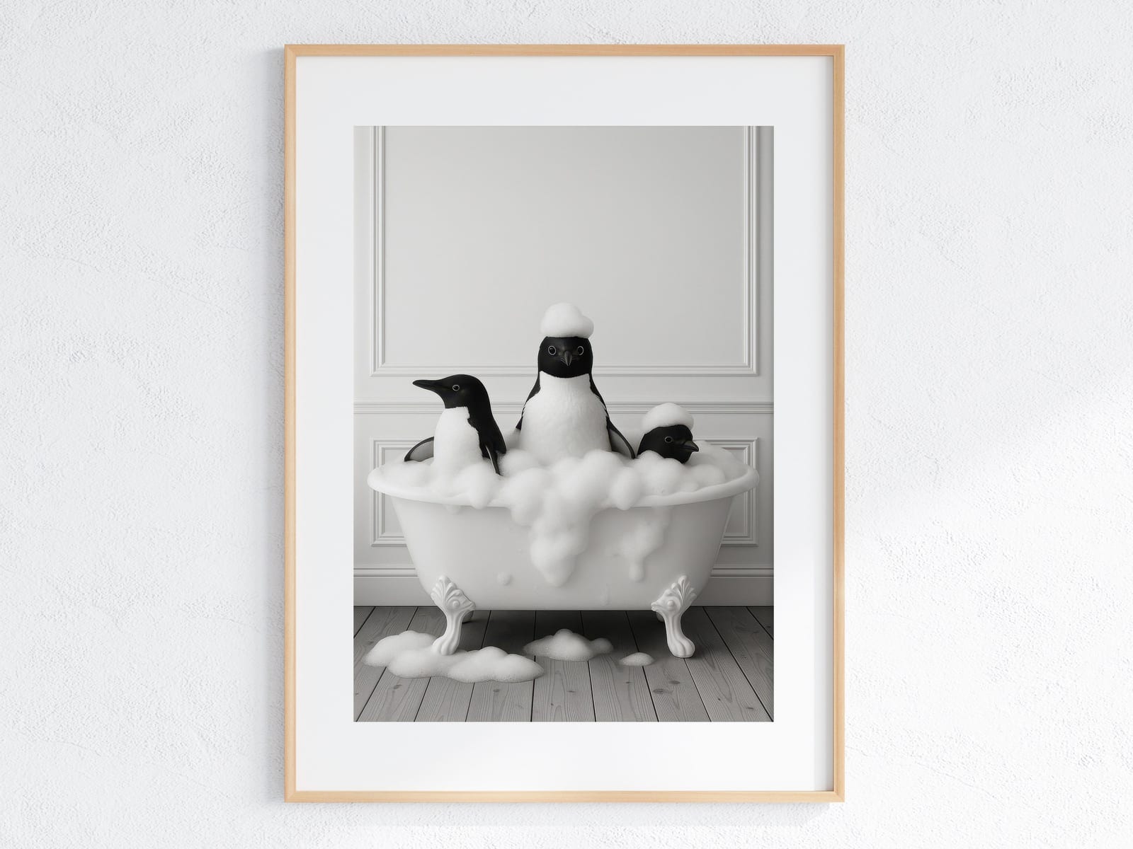 Stoische Miene im Schaumbad, Badezimmer-Poster, Wandbild Kinderzimmer