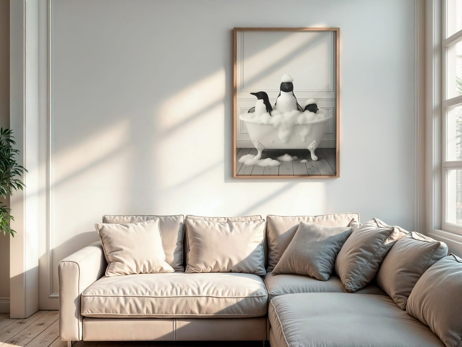Stoische Miene im Schaumbad, Badezimmer-Poster, Wandbild Kinderzimmer