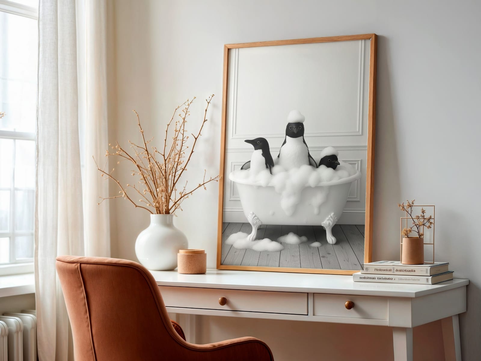 Stoische Miene im Schaumbad, Badezimmer-Poster, Wandbild Kinderzimmer