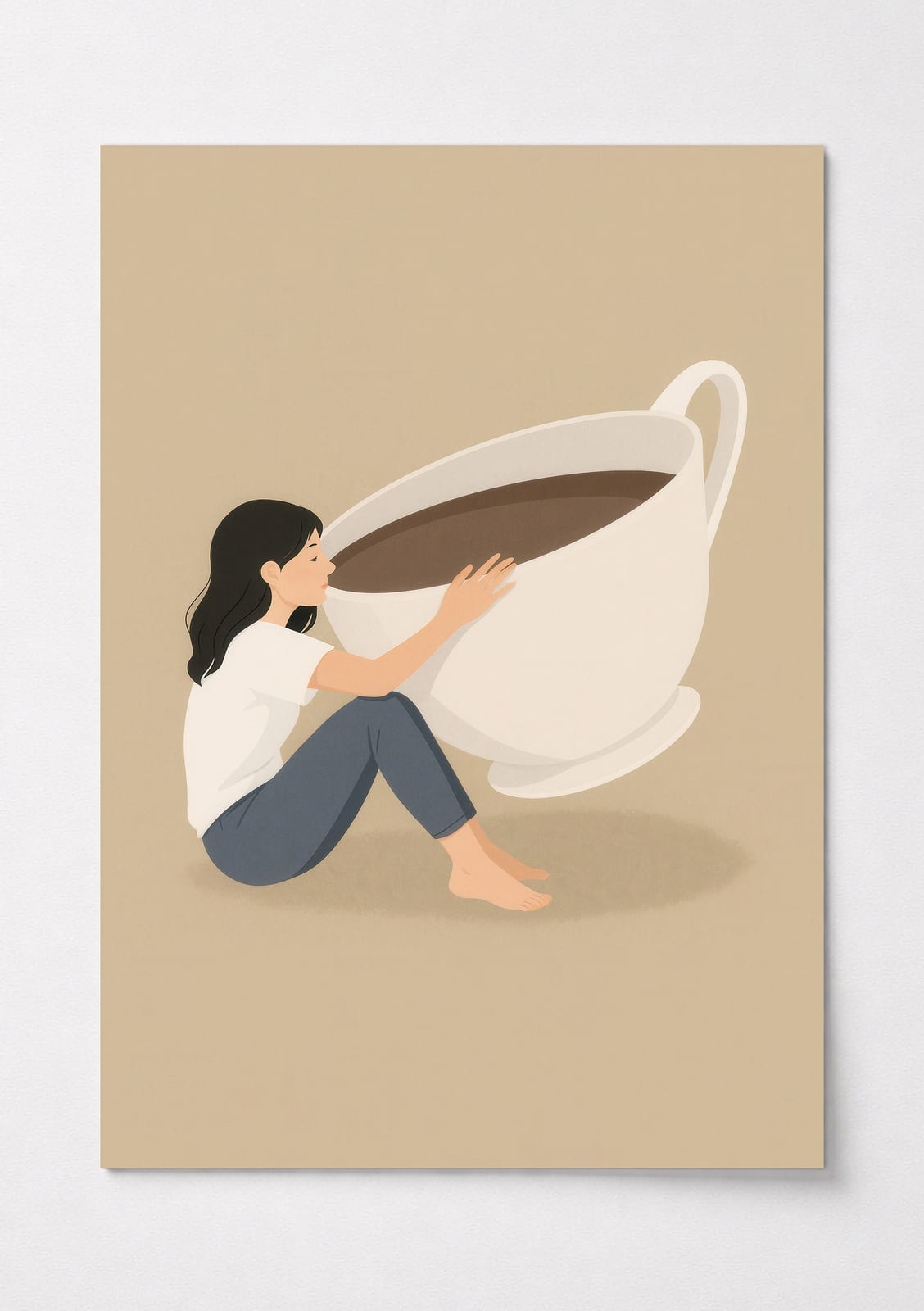 Kaffekop Zen-print, Wabi Sabi-kaffekunst, minimalistisk køkkendekor