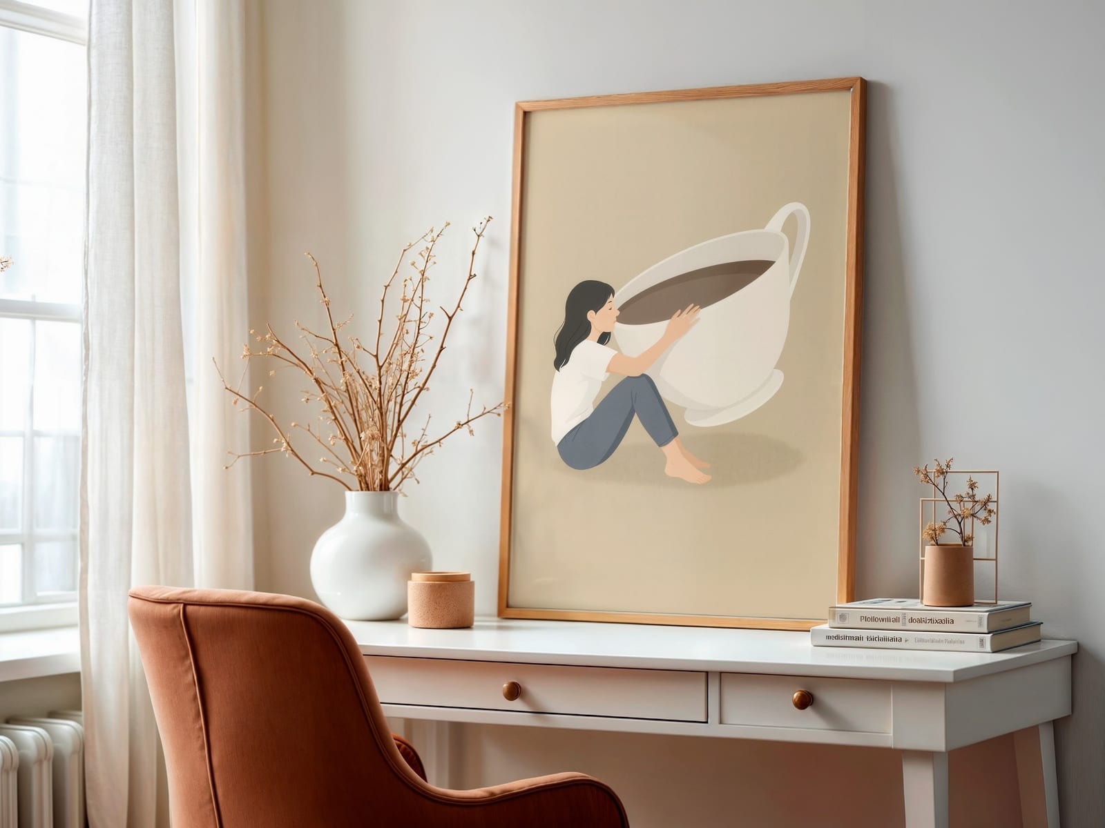 Lámina Zen de taza de café, arte Wabi Sabi, decoración minimalista de cocina