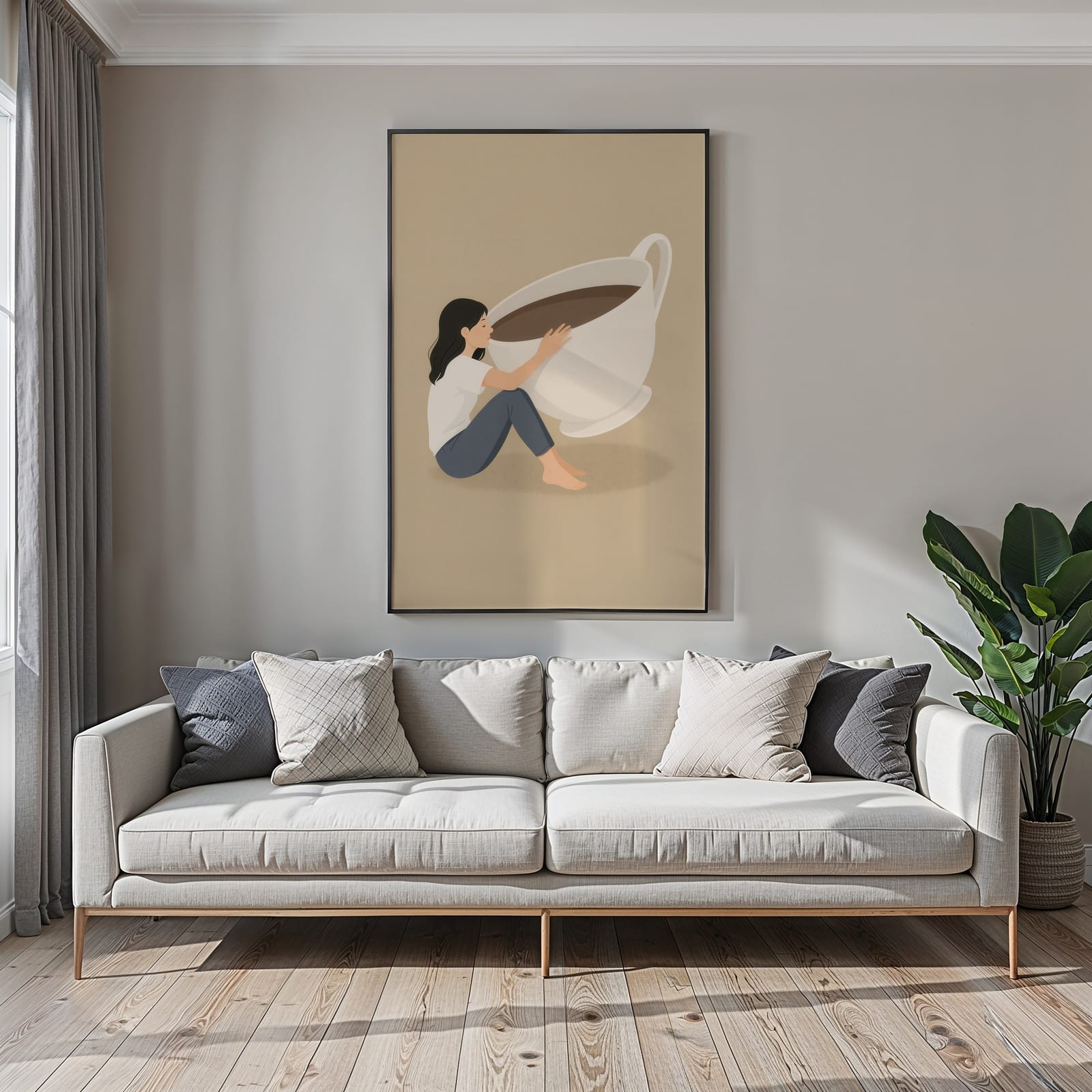 Lámina Zen de taza de café, arte Wabi Sabi, decoración minimalista de cocina