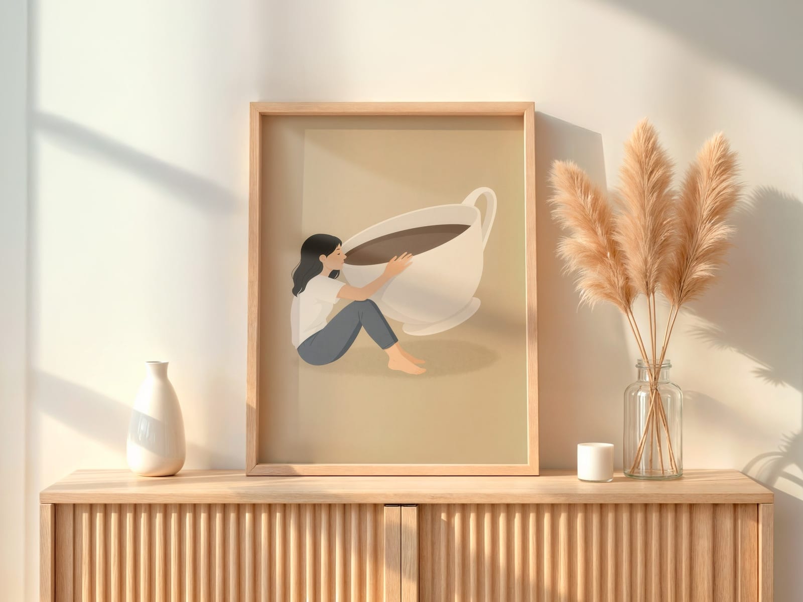 Lámina Zen de taza de café, arte Wabi Sabi, decoración minimalista de cocina