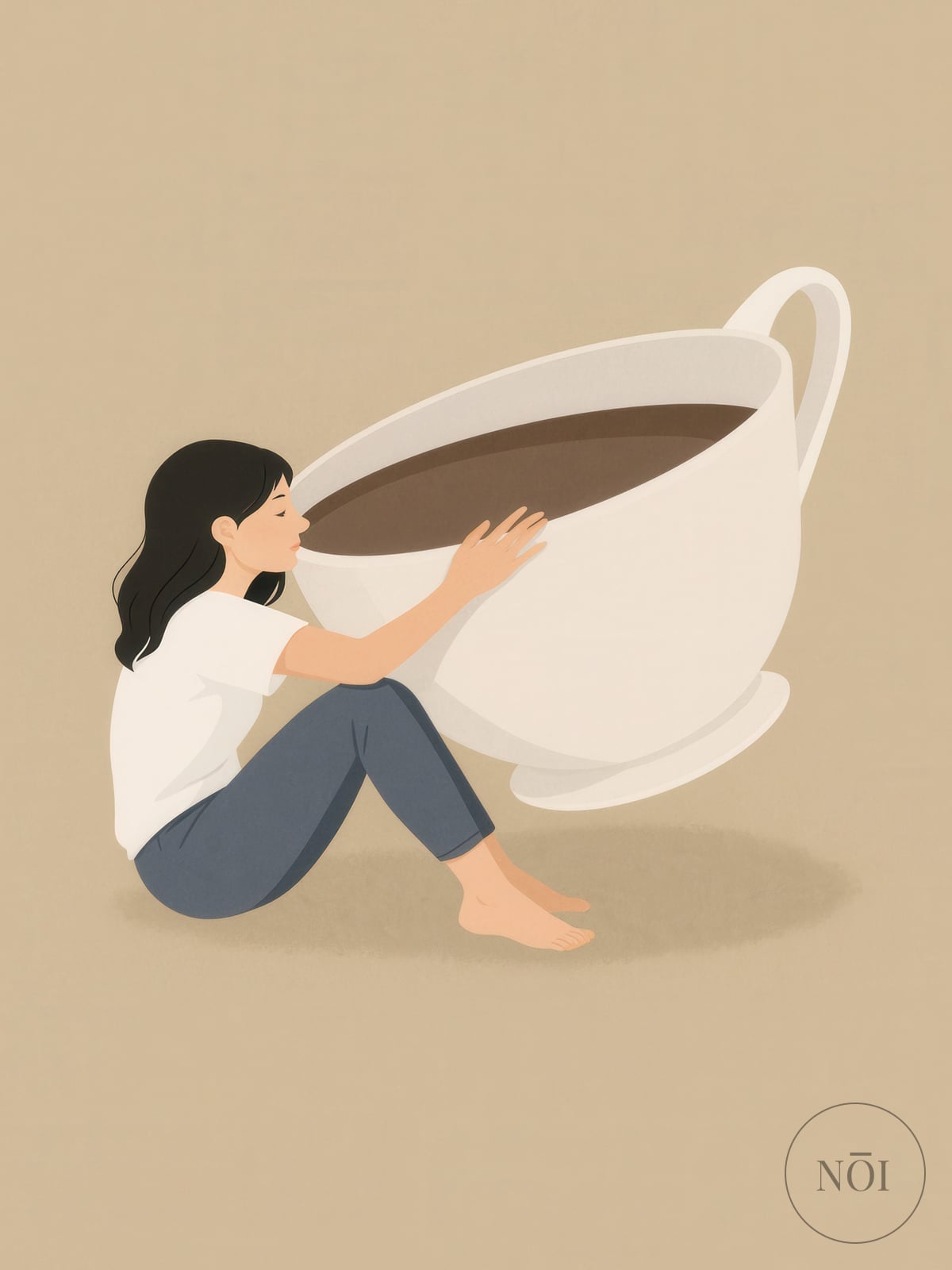 Lámina Zen de taza de café, arte Wabi Sabi, decoración minimalista de cocina — Poster (ungerahmt)
