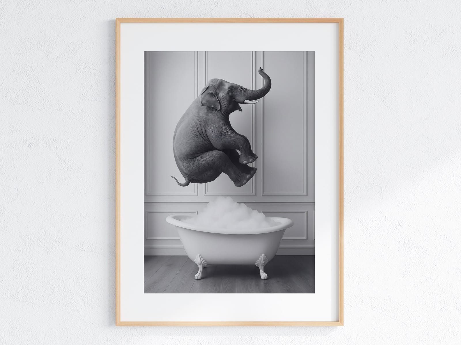 Elephant in Bathtub Print, Funny Bathroom Wall Art, Whimsical Powder Room Poster