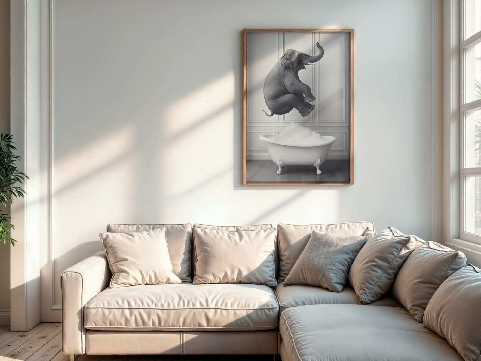 Elephant in Bathtub Print, Funny Bathroom Wall Art, Whimsical Powder Room Poster